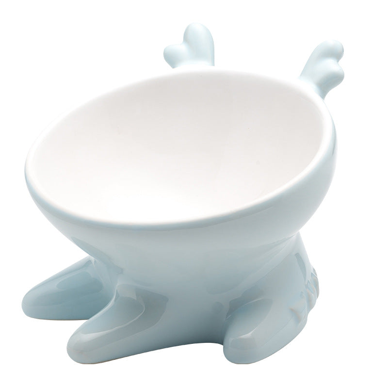 Ceramic pet bowl oblique mouth cat bowl