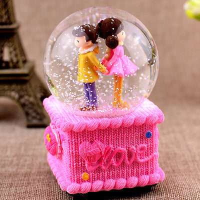 Lavender Bear Glowing Snowflake Crystal Ball Music Box Valentine's Day Children's Student Day Girlfriend Gift