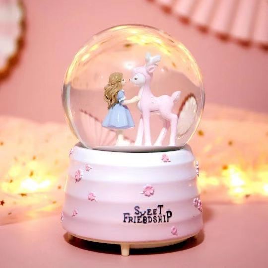 Lavender Bear Glowing Snowflake Crystal Ball Music Box Valentine's Day Children's Student Day Girlfriend Gift