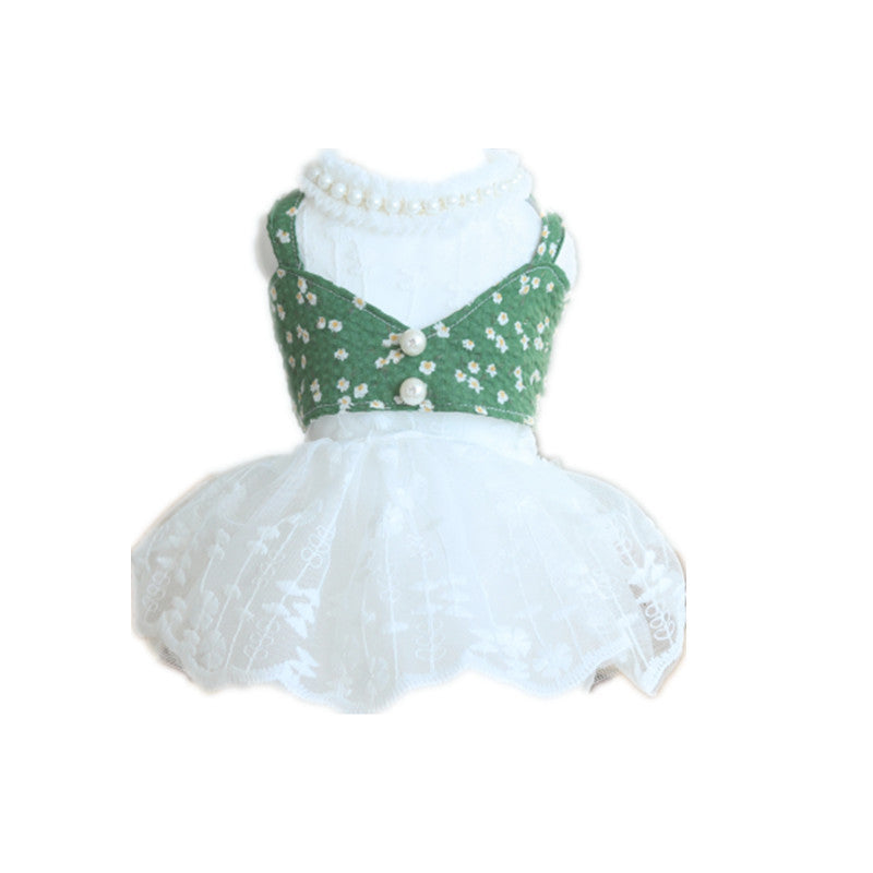 Pet Dog Pure White Princess Spring and Summer Lace Wedding Dress Pettiskirt