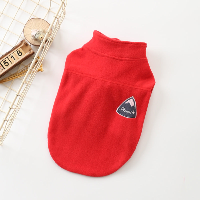 Dog Clothes Solid Color Zipper Coat