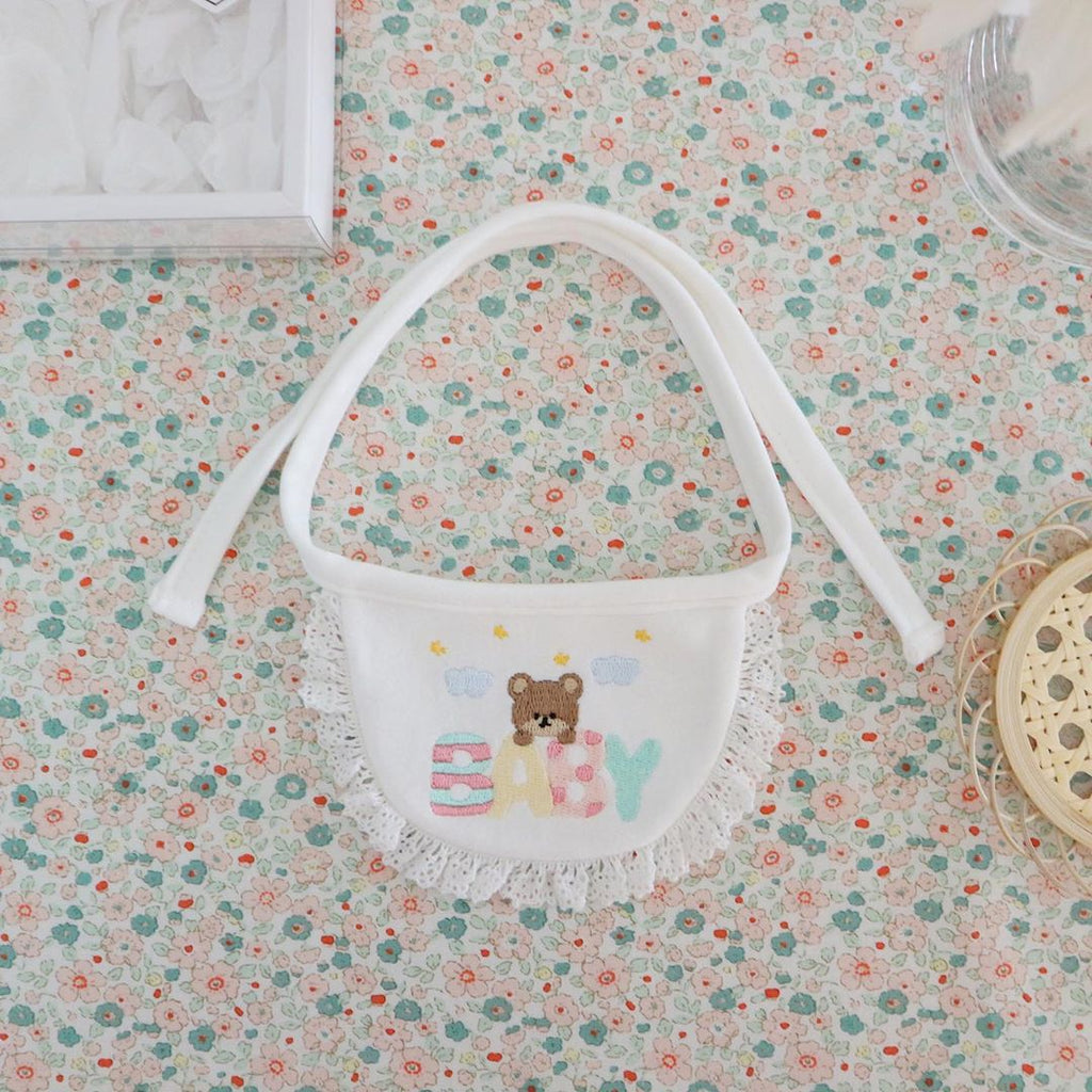 Cute Bear Embroidery Saliva Towel Small Bib Bib