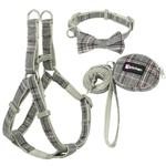 Cotton plaid pet leash collar with snack bag
