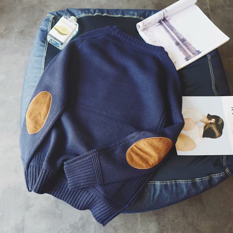 Winter crew neck patch sweater boys clothes