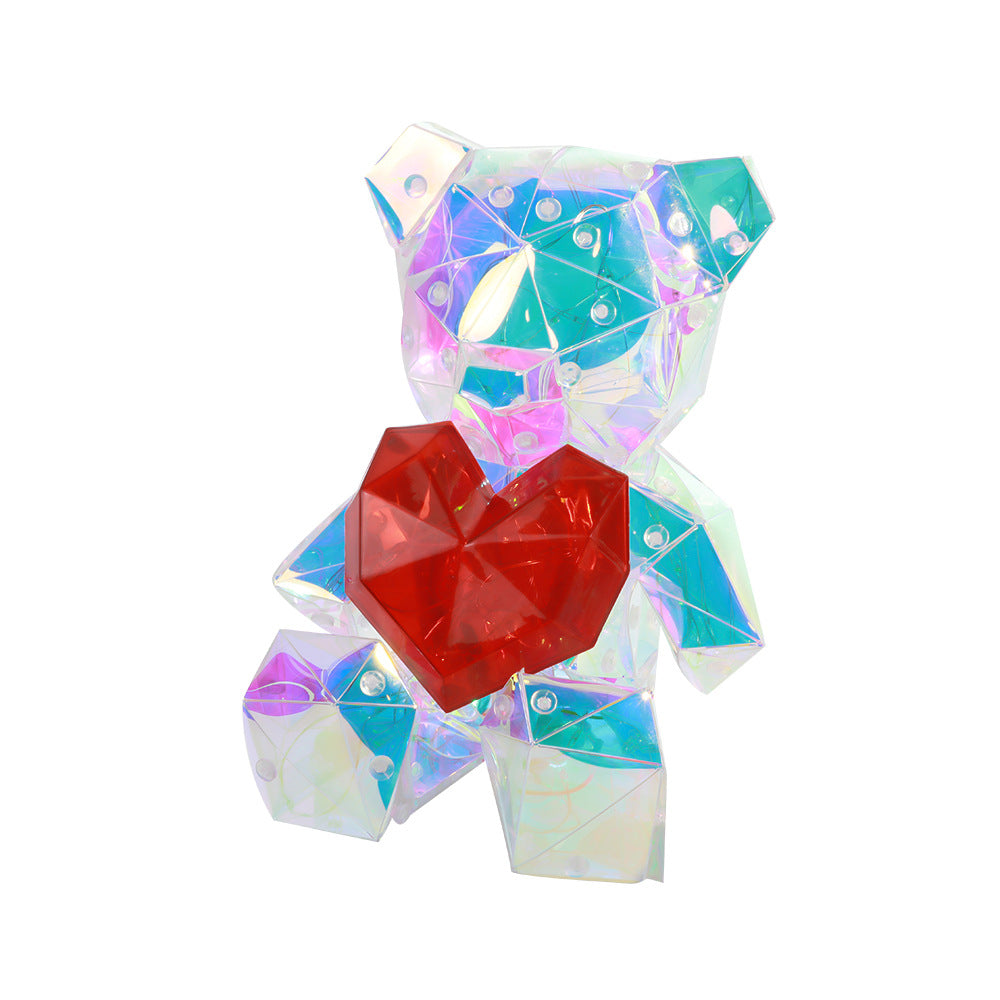 Laser Cross-border Colorful Bear Birthday Gift Diy Decoration Valentine's Day Gift Bear Night Light