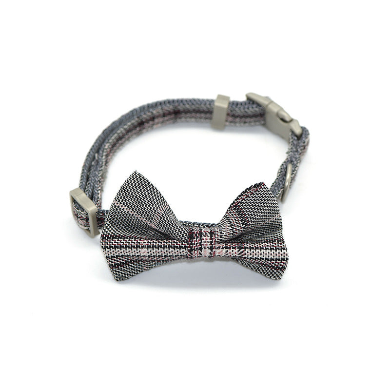 Cotton plaid pet leash collar with snack bag