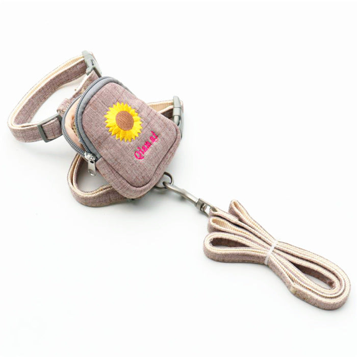 Korean Embroidered Pet Backpack Leash Chest Strap