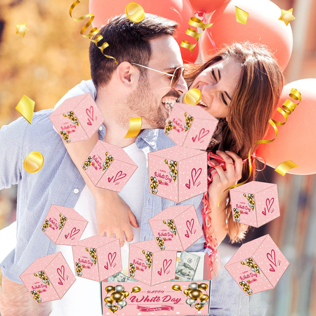 Surprise Bounce Red Envelope Box White Valentine's Day Gift Box