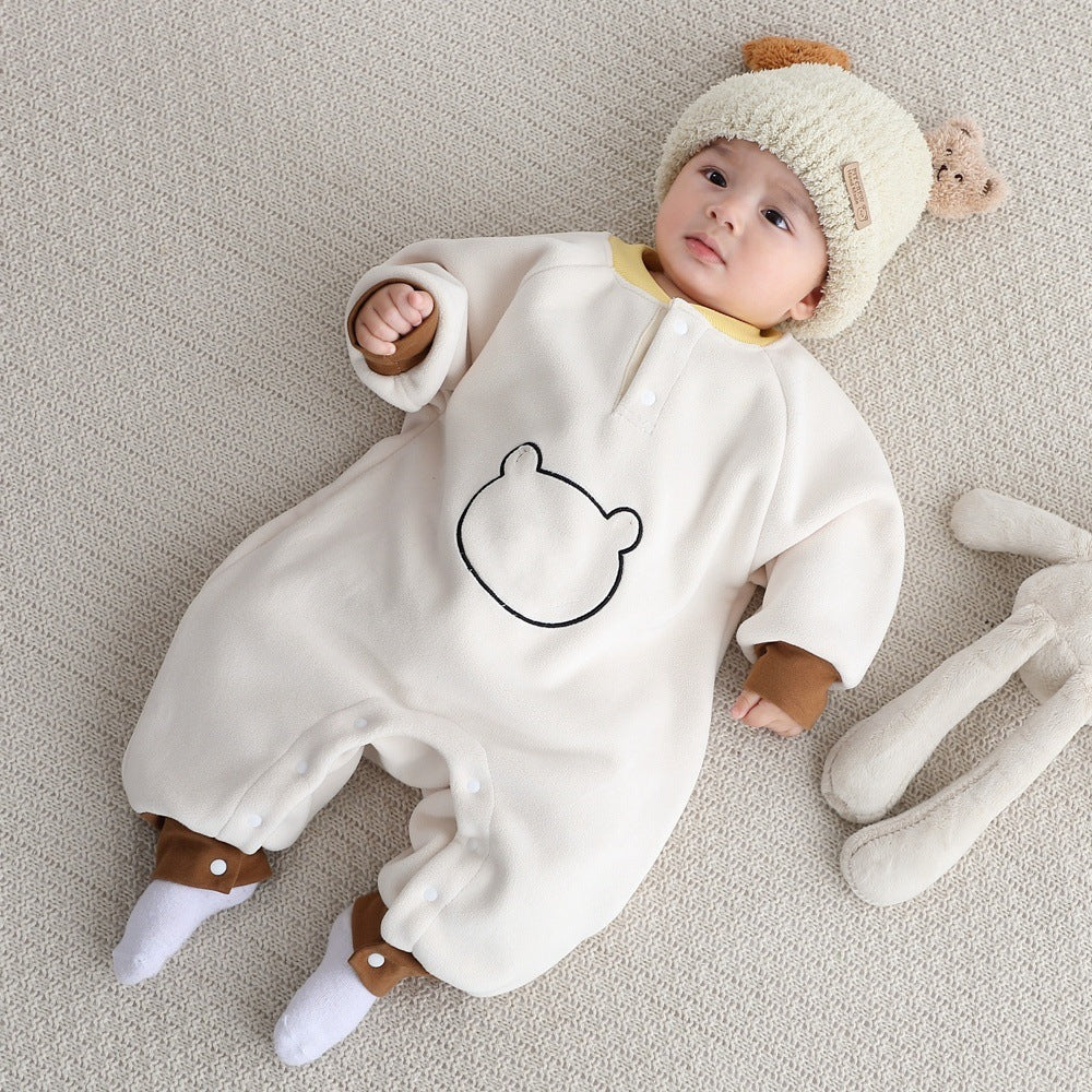 Spring, Autumn, Winter Olympics Beneficial Fleece Baby Warm Fleece-Lined Thick Outerwear Romper