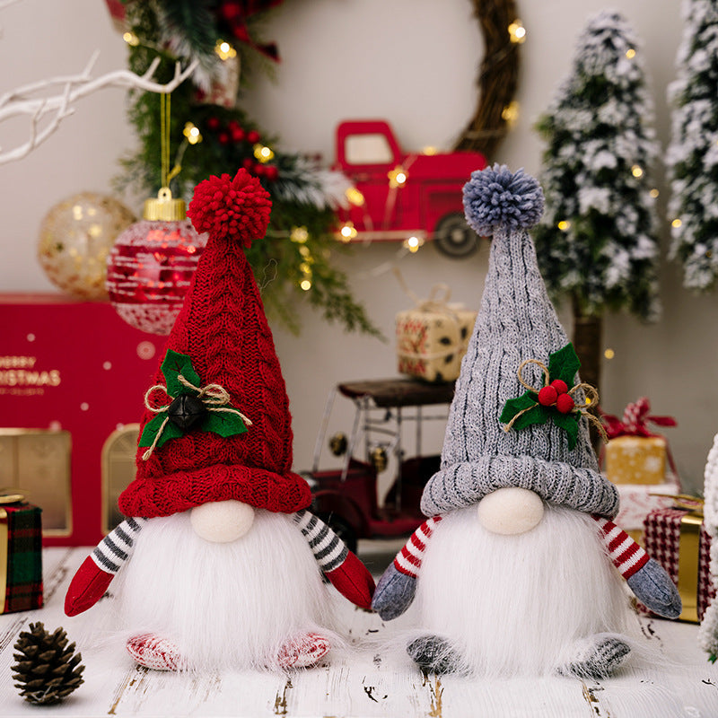 Christmas Decorations Dwarf Knitted Hat Glowing Rudolf Doll Ornaments