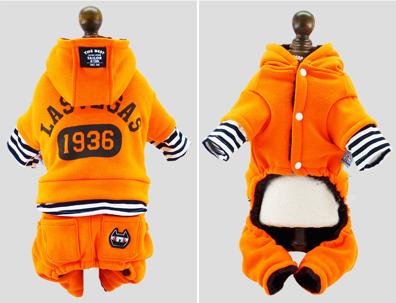 Dog Winter Thick Striped Fake Two-piece Suit