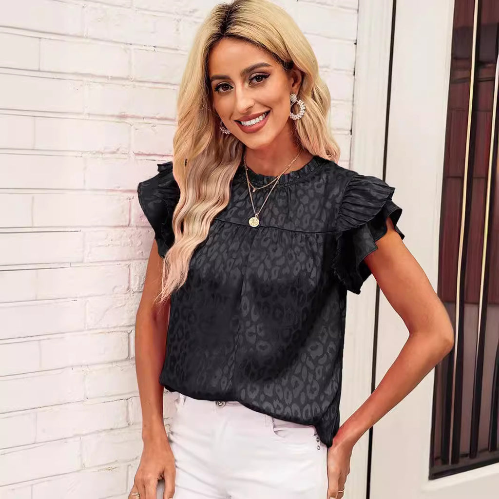 Fashionable And Versatile Women's Top With Ruffle Hem