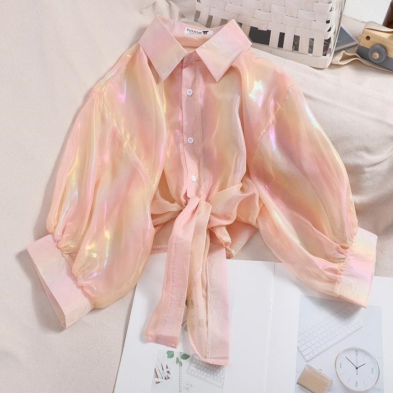 Fashionable Glossy Purple Cardigan Sun-protective Garment