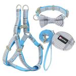 Cotton plaid pet leash collar with snack bag