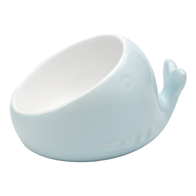 Ceramic pet bowl oblique mouth cat bowl