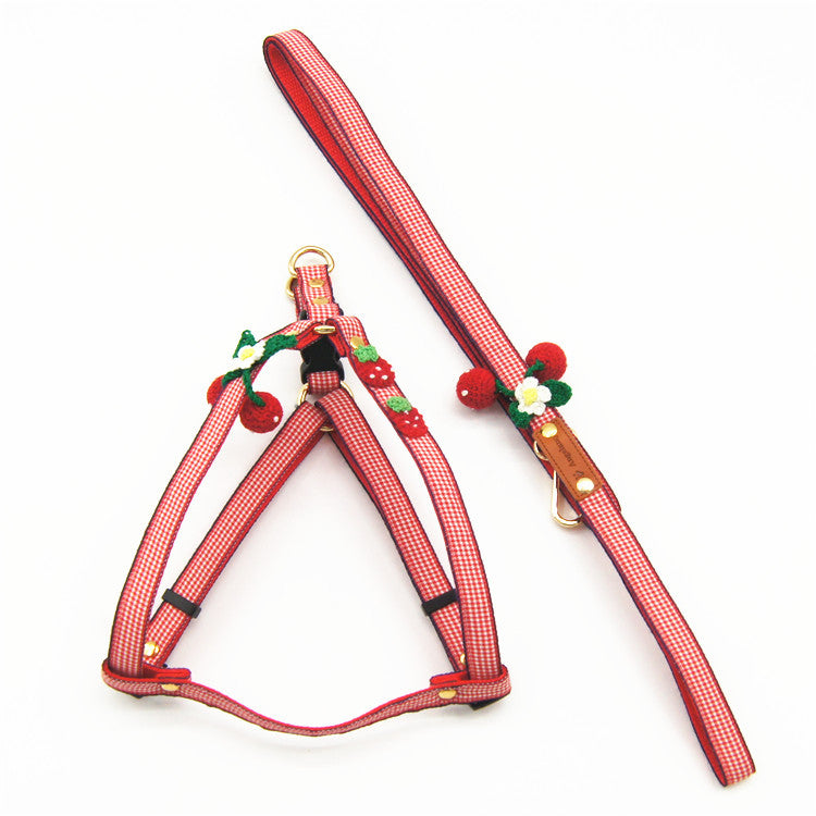 Knit strawberry pet traction set