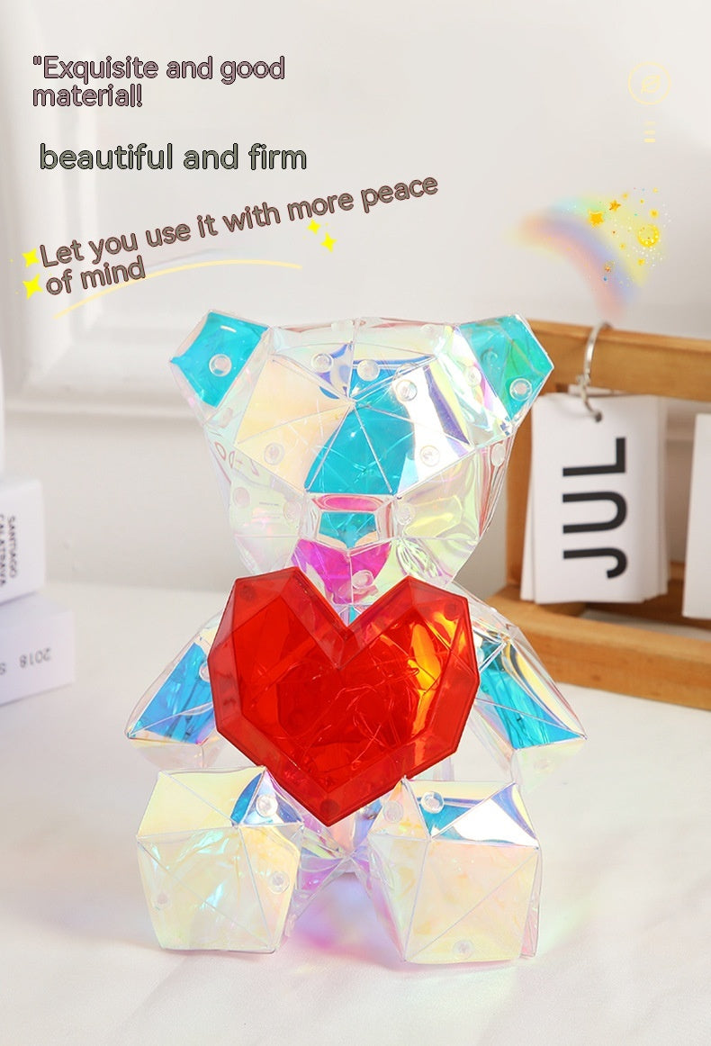 Laser Cross-border Colorful Bear Birthday Gift Diy Decoration Valentine's Day Gift Bear Night Light