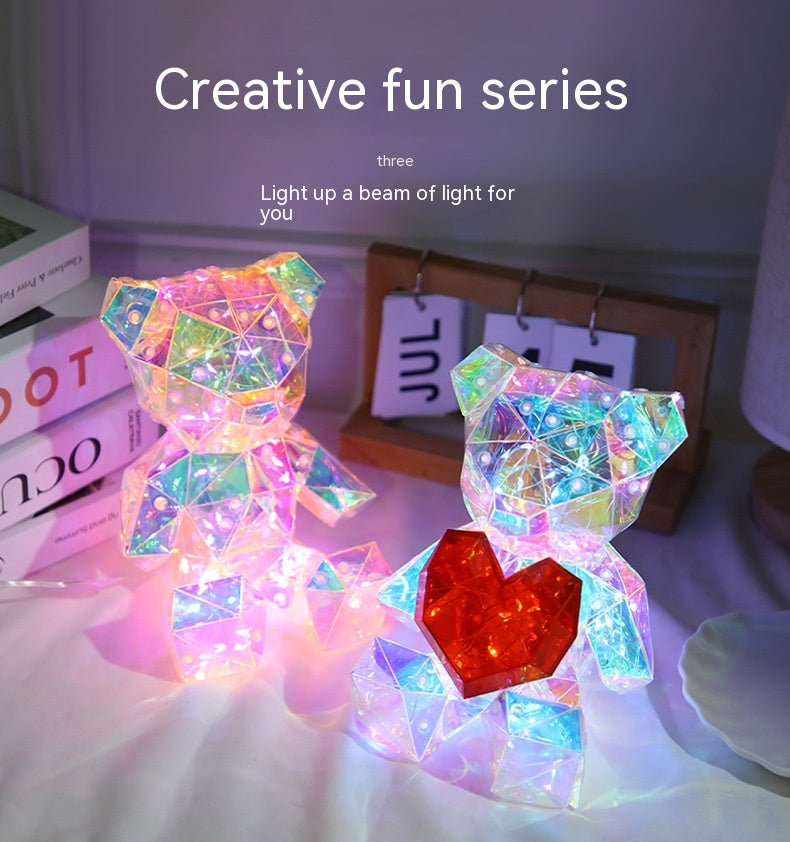 Laser Cross-border Colorful Bear Birthday Gift Diy Decoration Valentine's Day Gift Bear Night Light