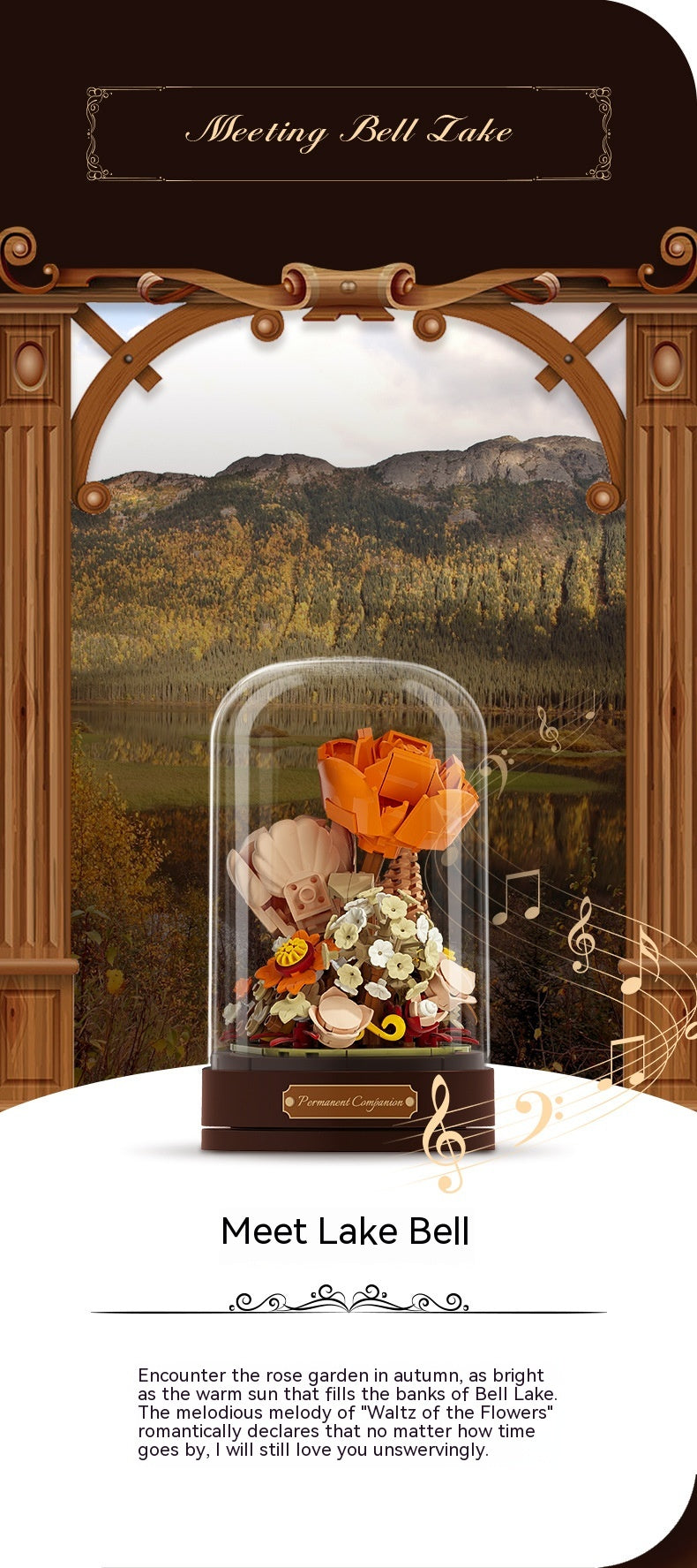 Building Blocks Flower Music Box Valentine's Day Gift Assembled Toys
