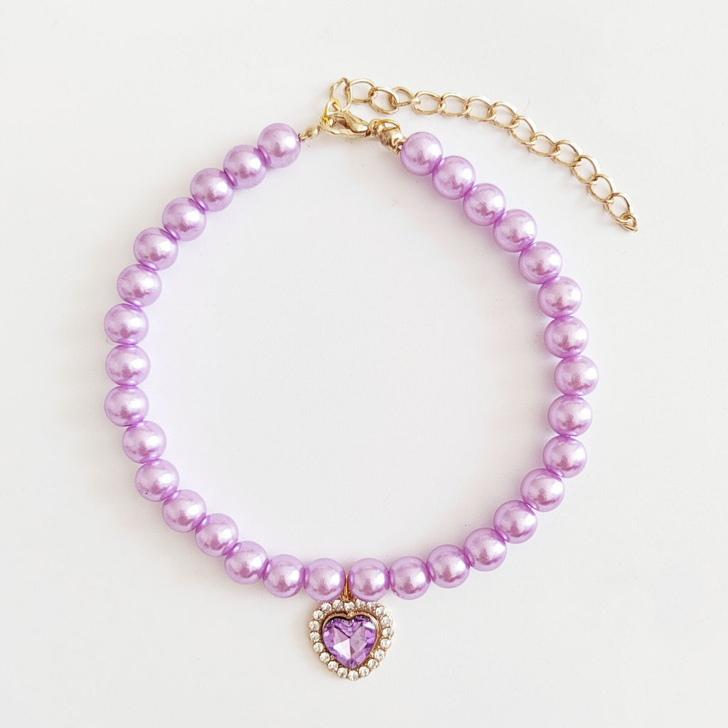 Pet Necklace Cat Pearl Pendant Colorful Gem