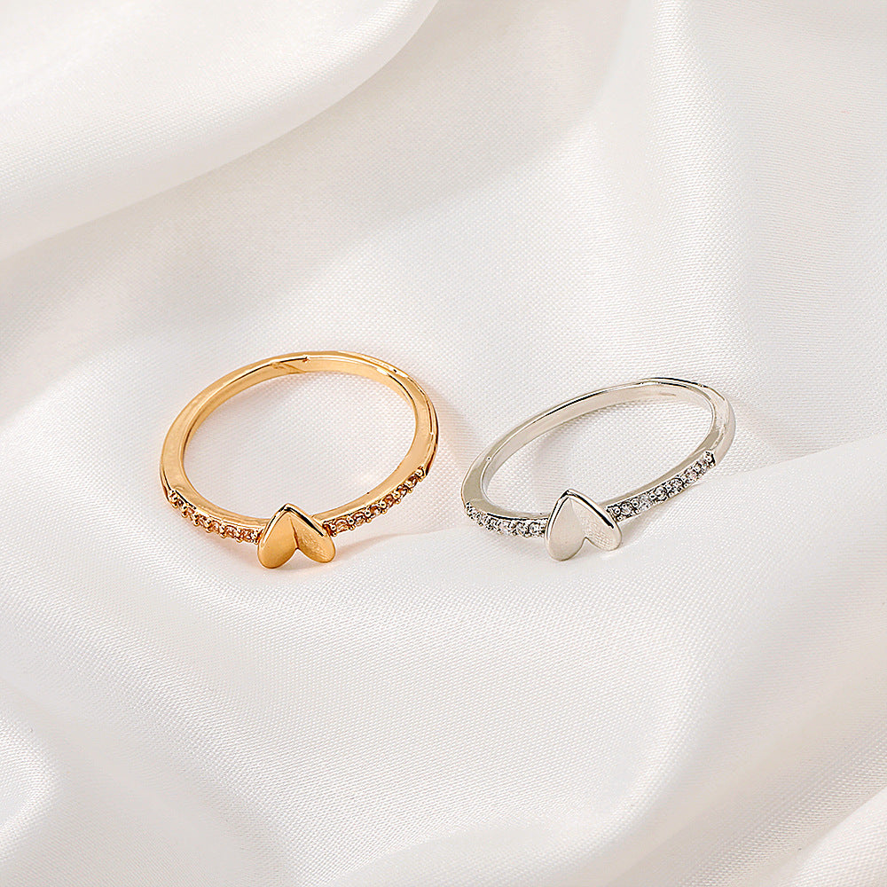 Ins Cold Temperament Zircon Geometric Ring Valentine's Day Gift