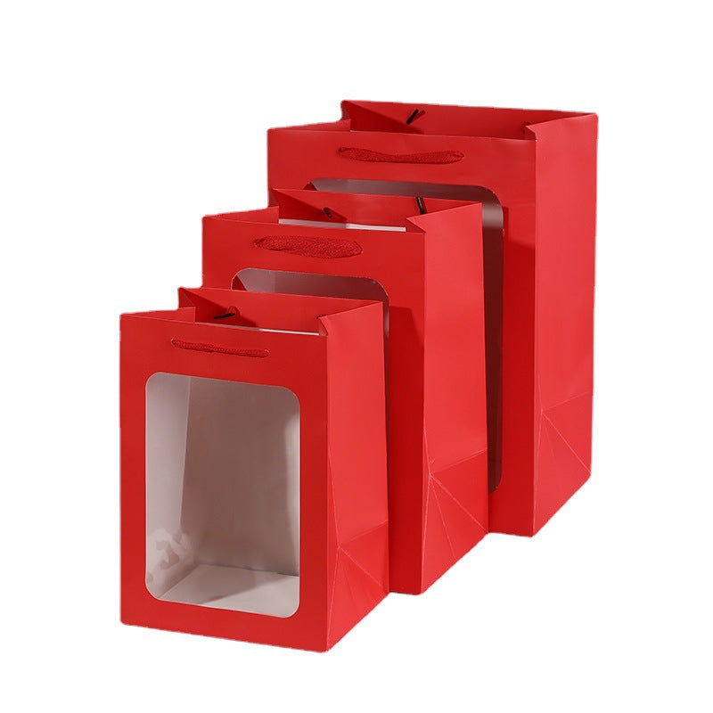 Open Window Transparent Bouquet Gift Bag Holiday Teacher's Day Gift Paper Bag Birthday Doll Gift Packaging Handbag