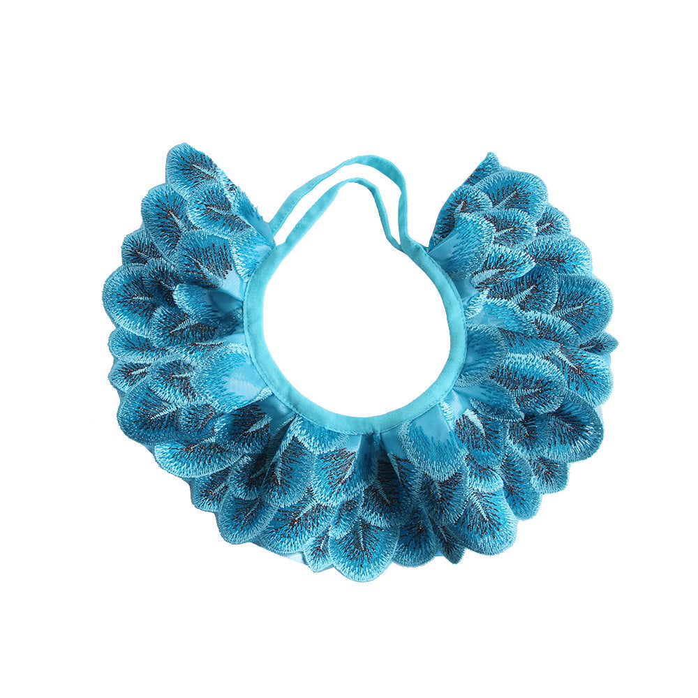 Pet Peacock Feather Lace Embroidered Lace Scarf
