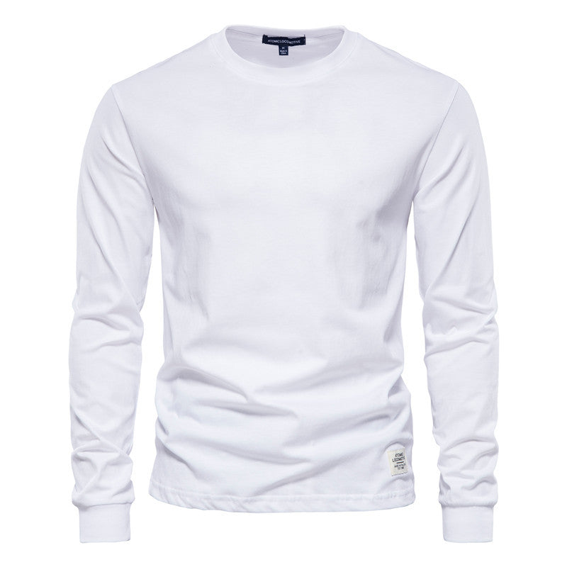 Men's Solid Color Round Neck Long-sleeved Top T-shirt