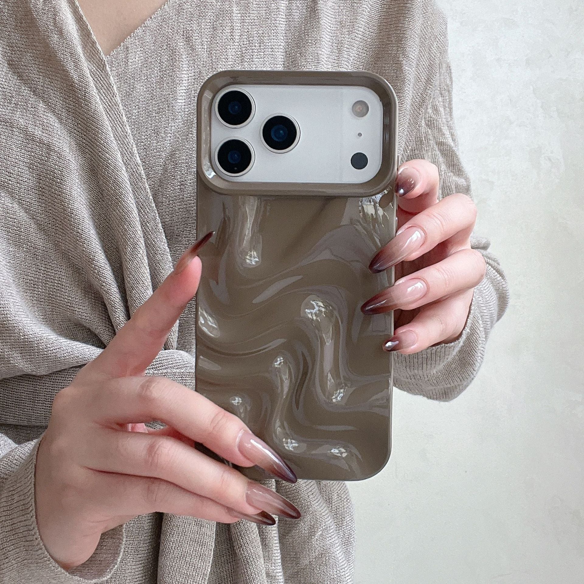 Korean-style Simple Ins Three-dimensional Water Ripple Soft Shell