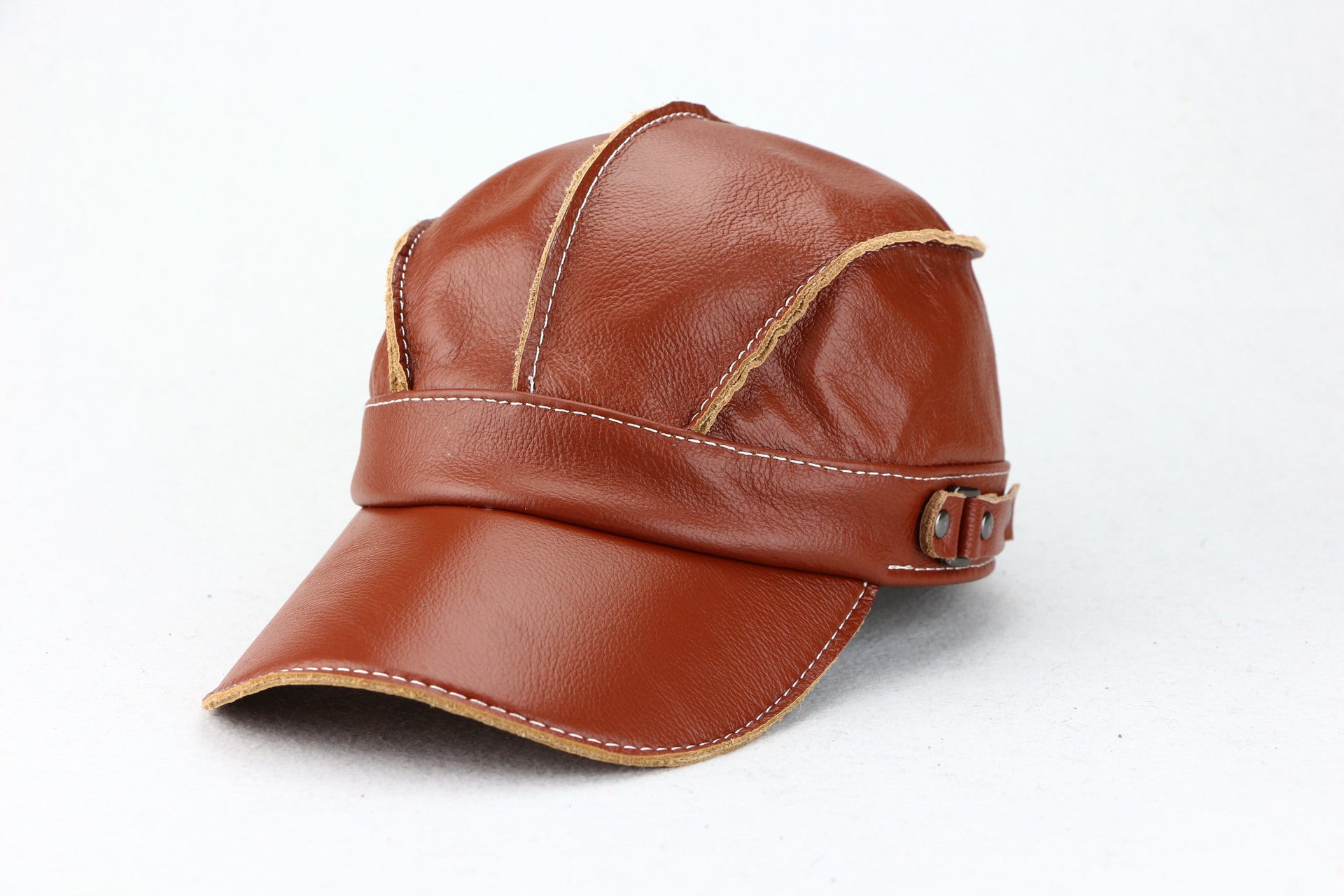 Korean-style Trendy Unisex Top-layer Cowhide For Autumn And Winter Fashionable And Casual Baseball Cap