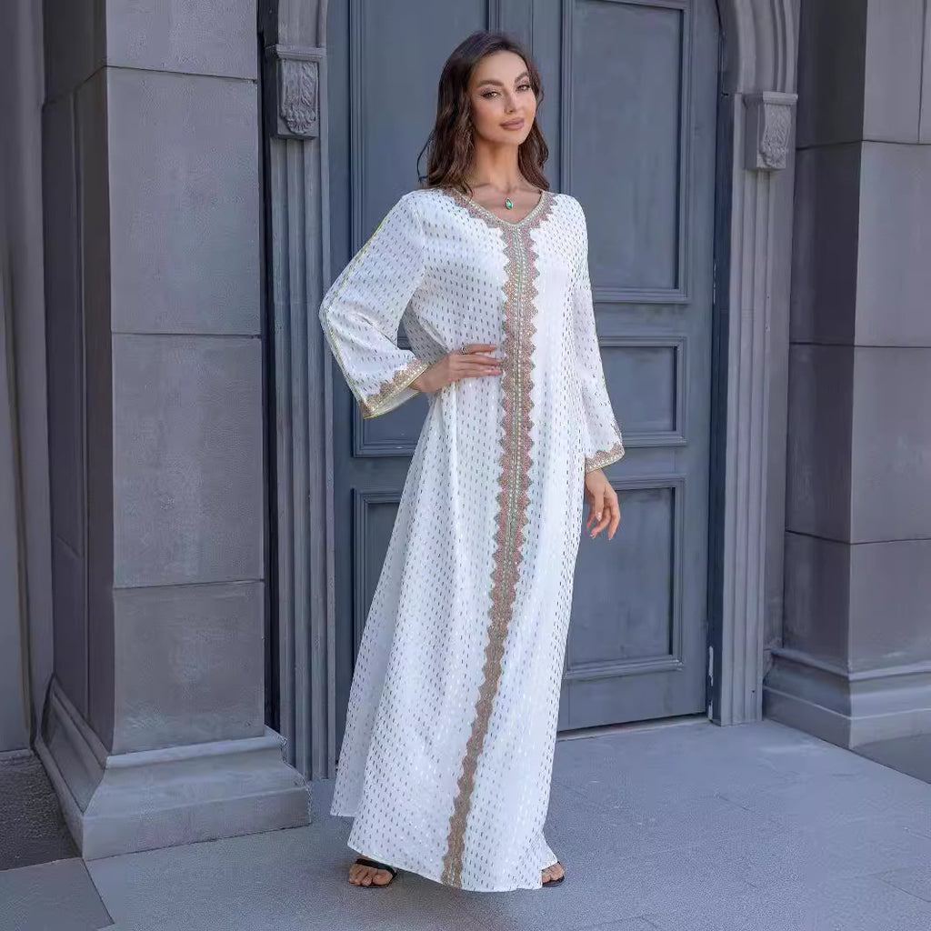 Simple Lace Slim-fit Dubai Women's Dress