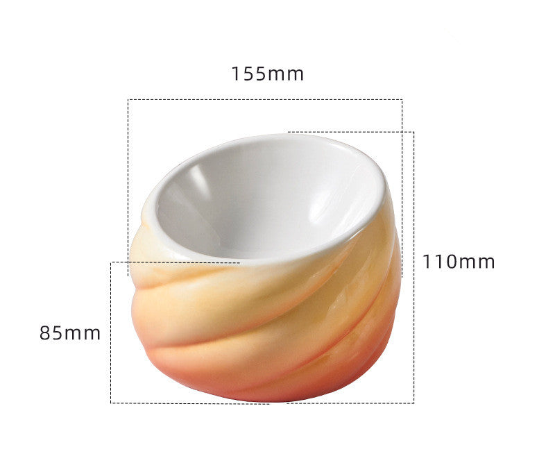 Ceramic flat-faced cat eating bowl with inclined mouth