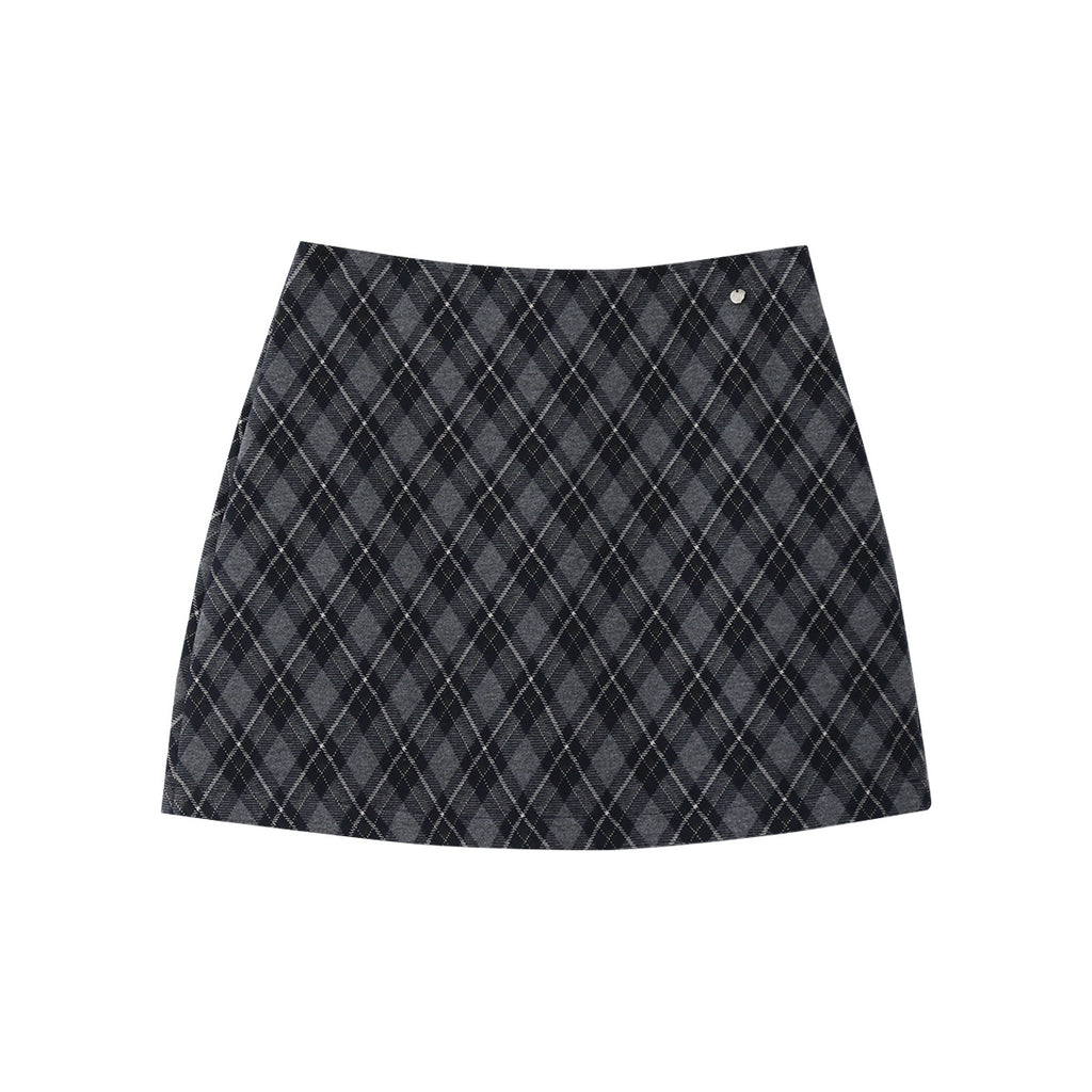 Retro Collegiate-style Tweed Mini Skirt Women's Skirt High-waisted Plaid Bodycon Skirt