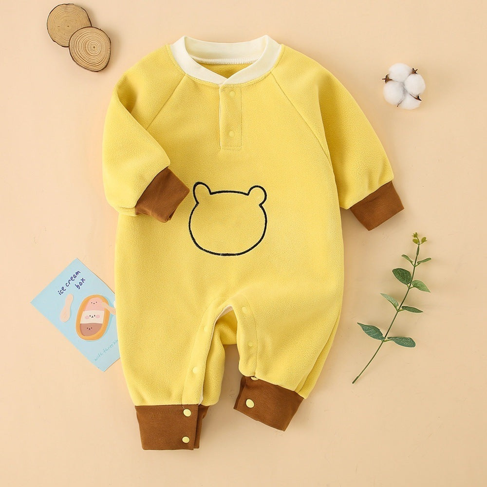 Spring, Autumn, Winter Olympics Beneficial Fleece Baby Warm Fleece-Lined Thick Outerwear Romper