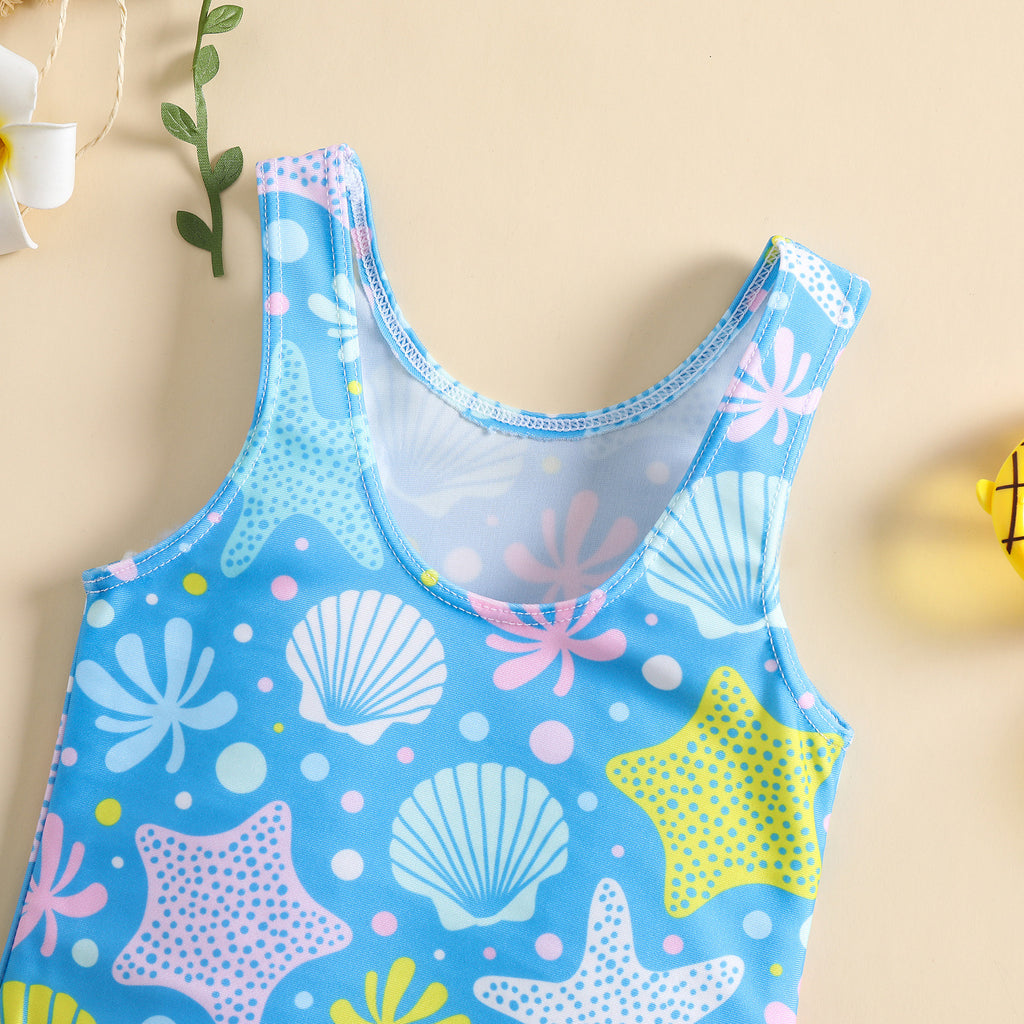 Women's Shell-printed One-piece Swimsuit For Hot Springs And Beaches