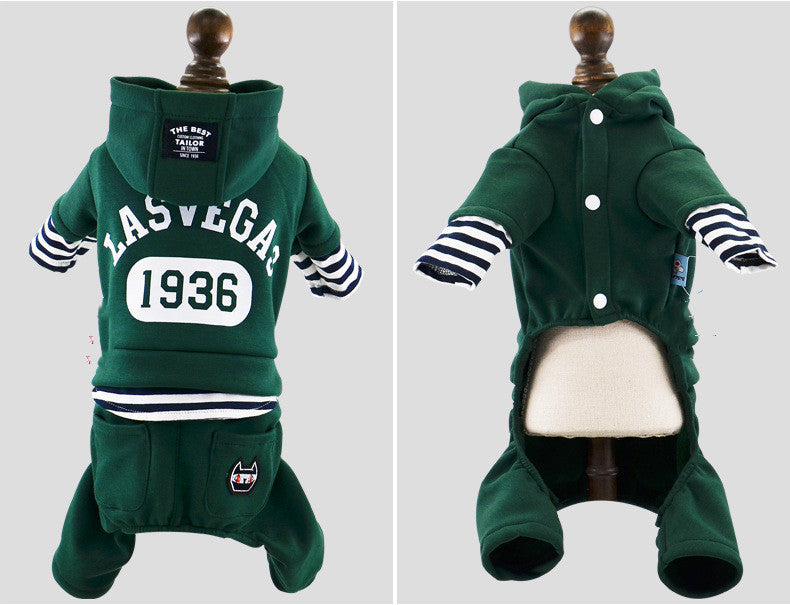 Dog Winter Thick Striped Fake Two-piece Suit