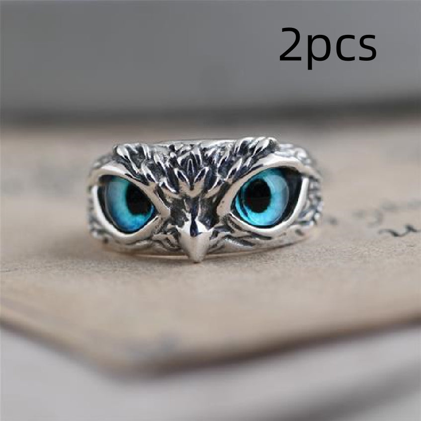 Fashion Vintage Demon Eye Owl Ring For Women  Retro Animal Ring Silver Color Jewelry