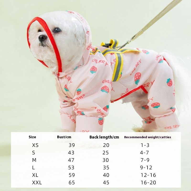 Summer Full Printed Polka Dot Bear Dog Poncho