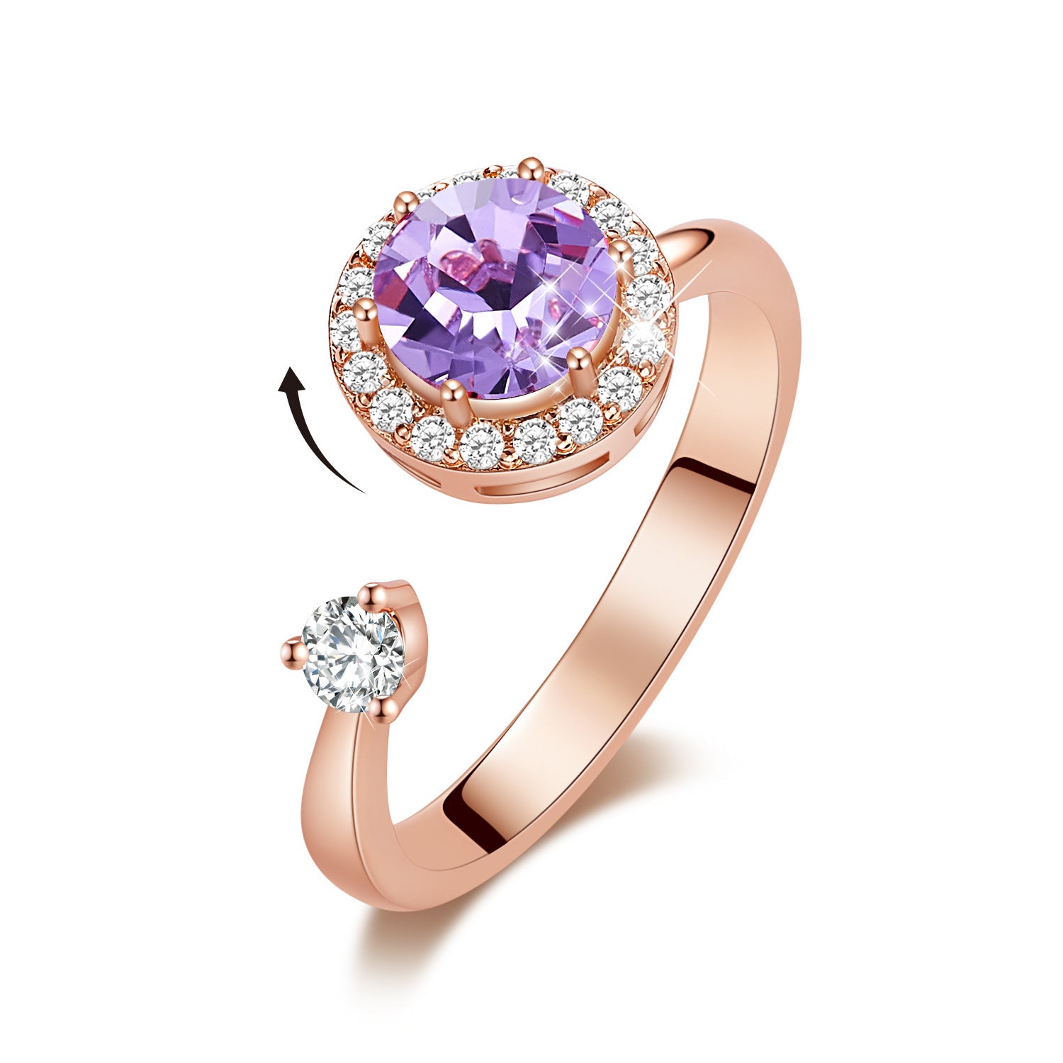 Europe and the United States new personality rotating ring female crystal ring