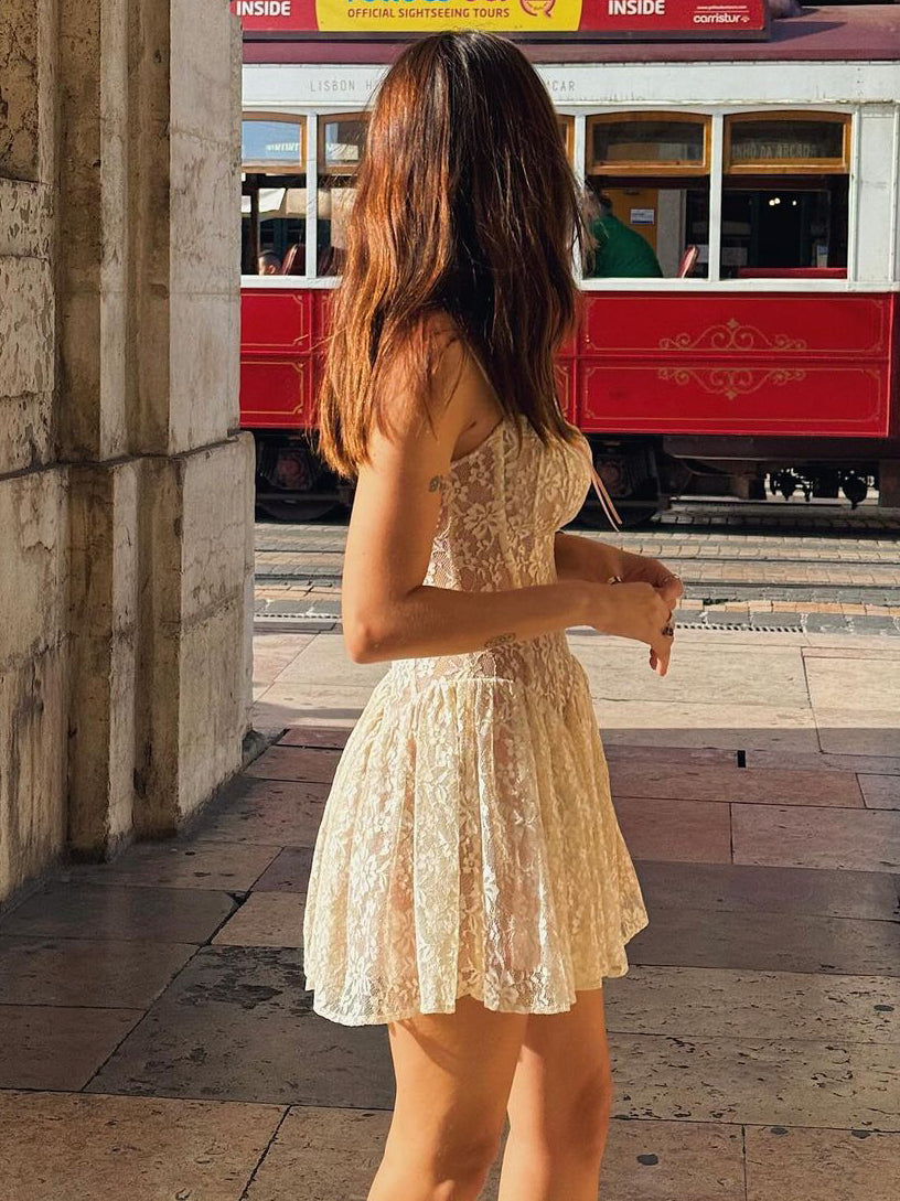 Lace Spaghetti Strap Mini Dress