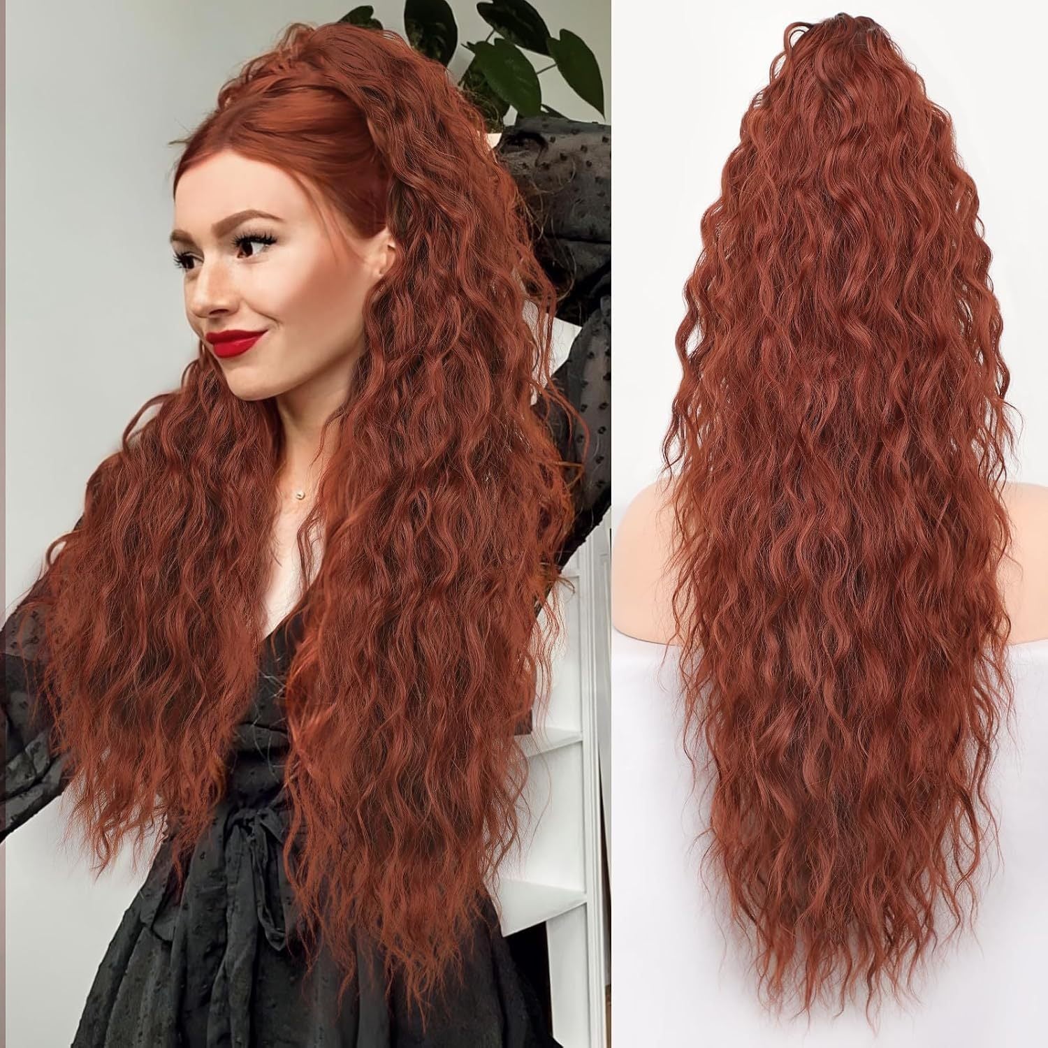 Grip Ponytail Fluffy Long Curly Hair Horse Tail Wig