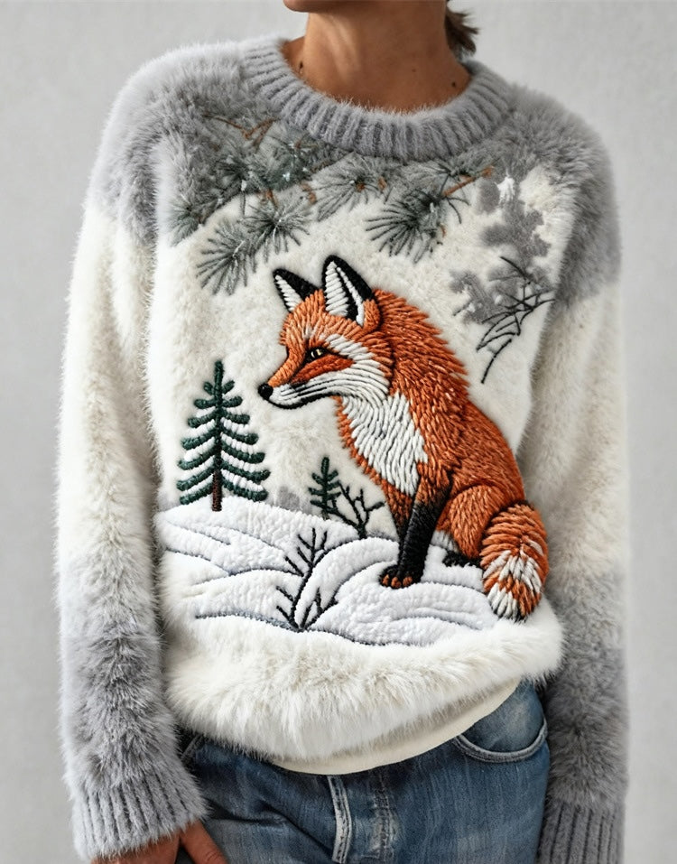 Christmas 3D Digital-printed Flannel Crewneck Hoodie