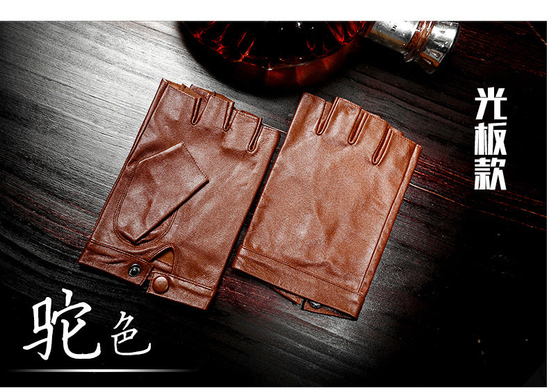 Motorcycle Sheepskin Half-Finger Gloves Men's Summer Thin Driving and Cycling Motorcycle Outdoor Riding Fitness Tactical Fingerless