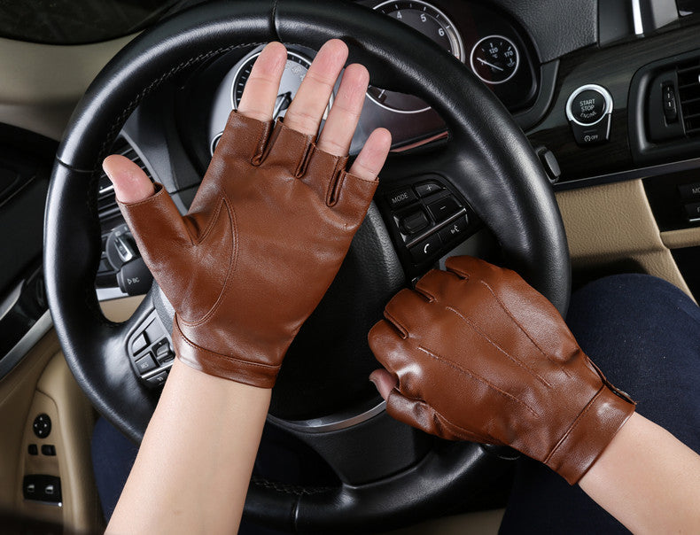 Motorcycle Sheepskin Half-Finger Gloves Men's Summer Thin Driving and Cycling Motorcycle Outdoor Riding Fitness Tactical Fingerless