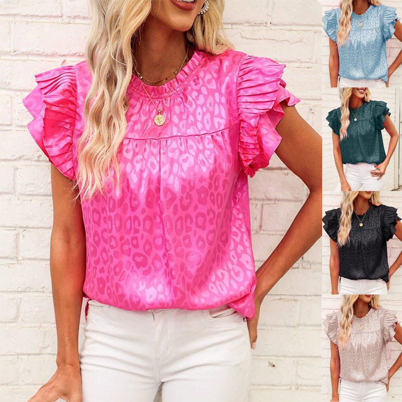 Fashionable And Versatile Women's Top With Ruffle Hem