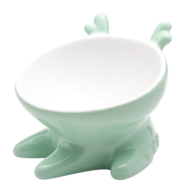 Ceramic pet bowl oblique mouth cat bowl