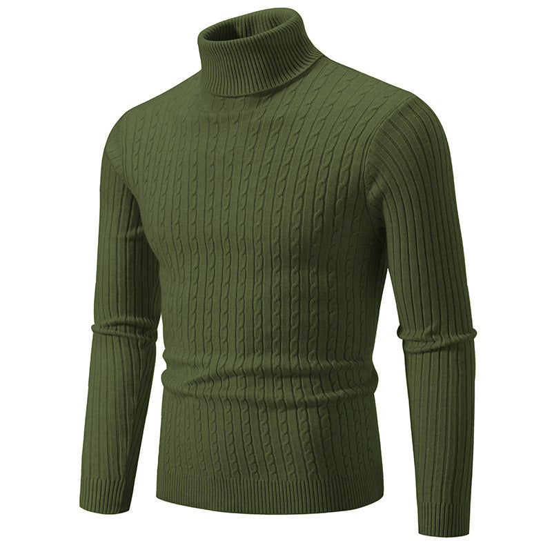 Slim-fit Men's Knitted Turtleneck Solid Color Sweater