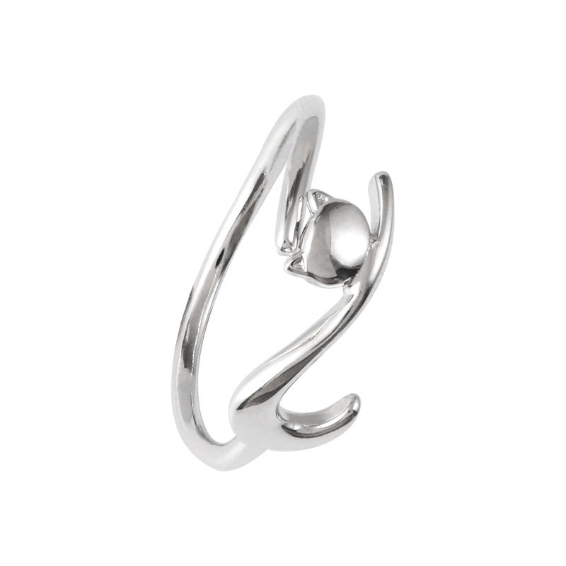 Lazy Cat Open Ring Women Creative Niche Design Cute Cat Ring
