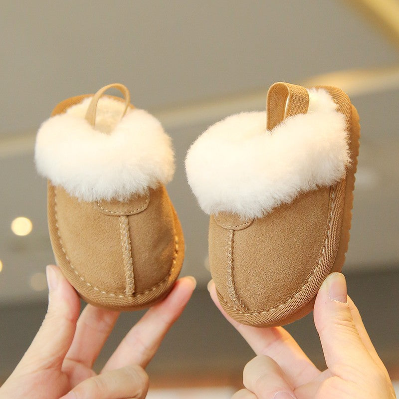 Suede Fleece-lined Cotton Shoes For Children's Walking