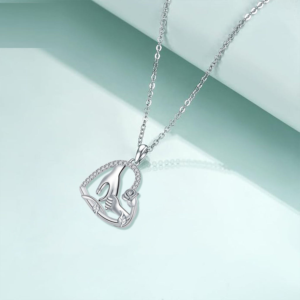 Heart-shaped Mother's Day Gift Big Hand Pull Hand Necklace